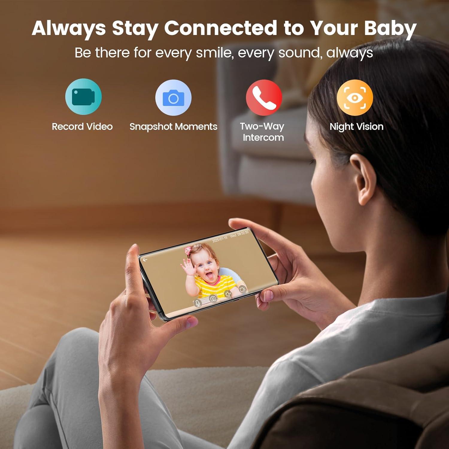 Monitor de Bebé Glocusent GLCSNTN1101 1080p con Luz Nocturna