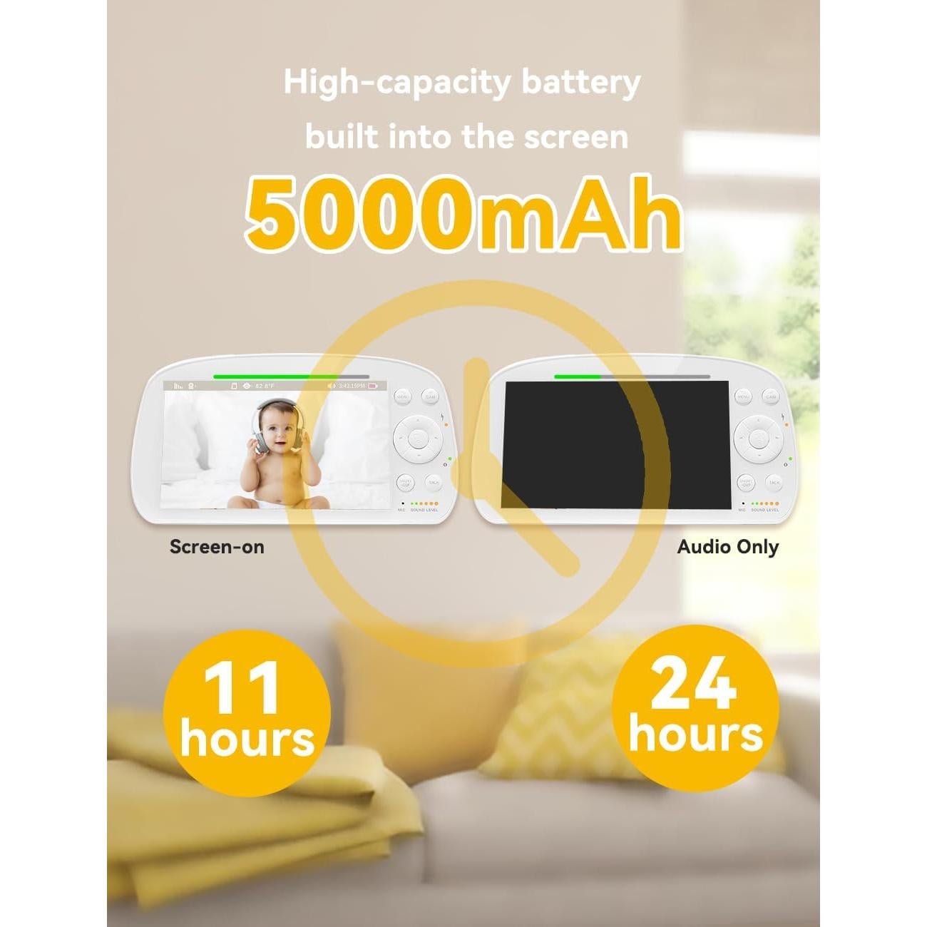 Monitor de Bebé 1080P 3-Link BM-5PD101 con Cámara y Audio