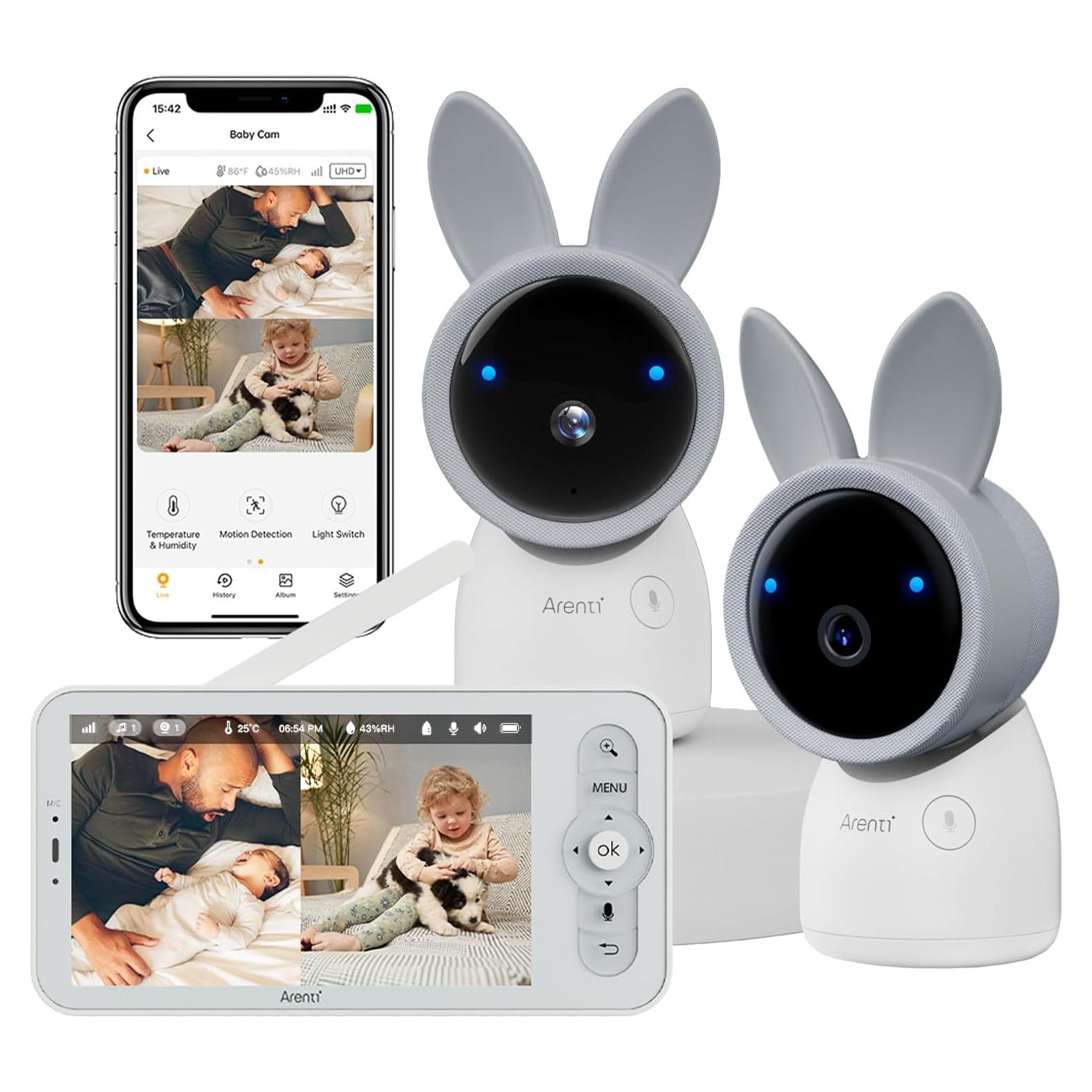 Monitor de Bebé Arenti AInanny 2 Cámaras 2K Pantalla 5"