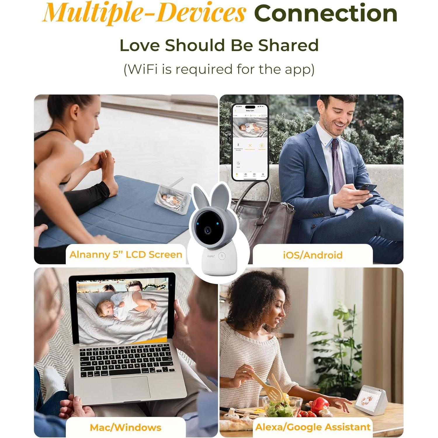 Monitor de Bebé Arenti AInanny 2 Cámaras 2K Pantalla 5"