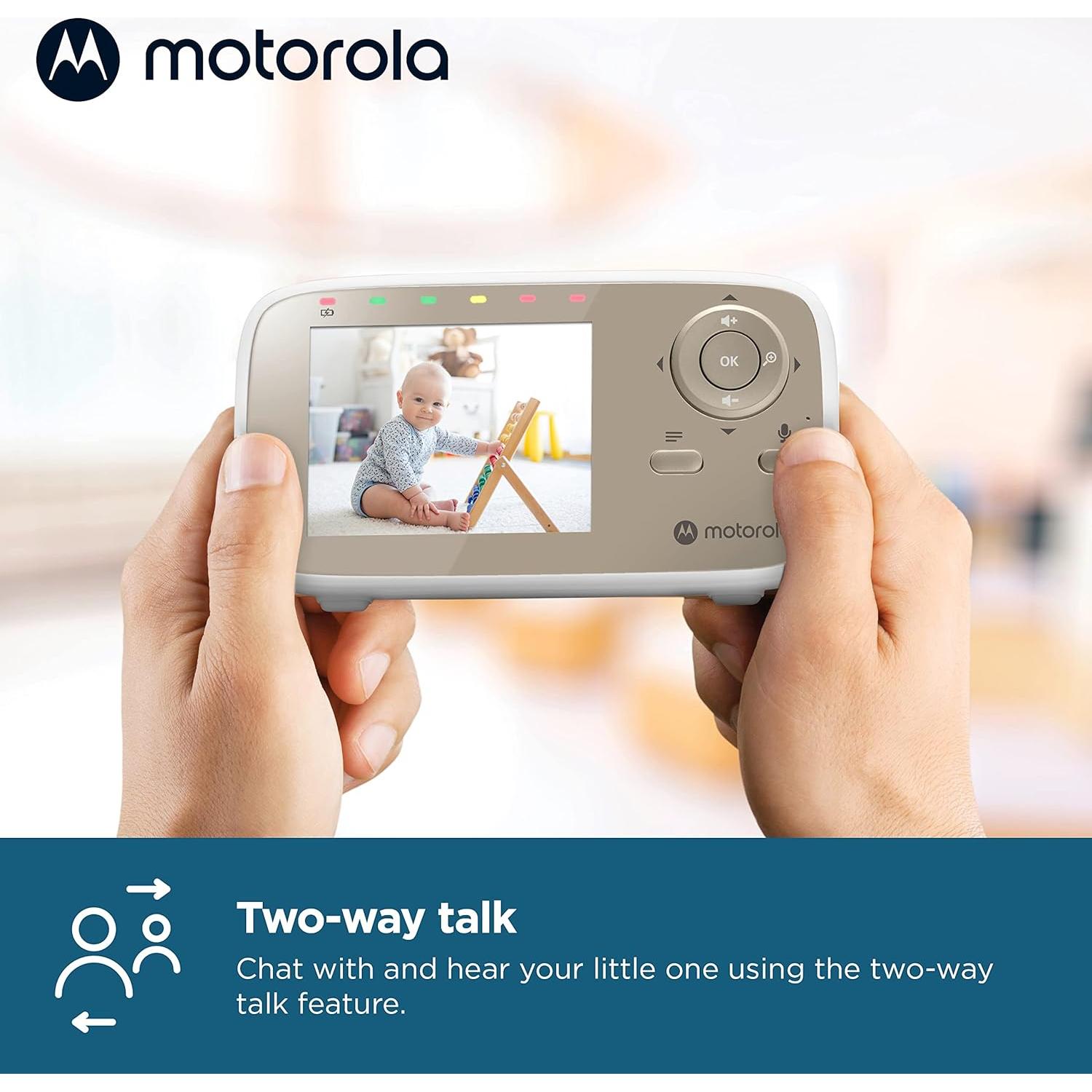 Motorola Nursery Baby Monitor with Camera and Audio, 2.8" Color Screen, Long Range VM483 with 2-Way Audio, Wireless, No WiFi, Remote Tilt/Zoom, Temperature Sensor, Night Vision
