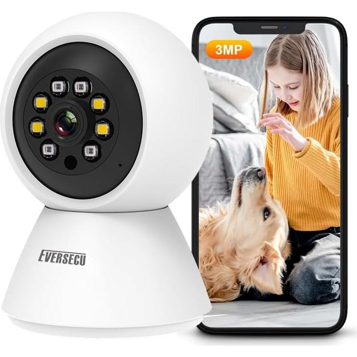 Cámara de Seguridad EVERSECU HD 2K WiFi Pan/Tilt 1.35kg