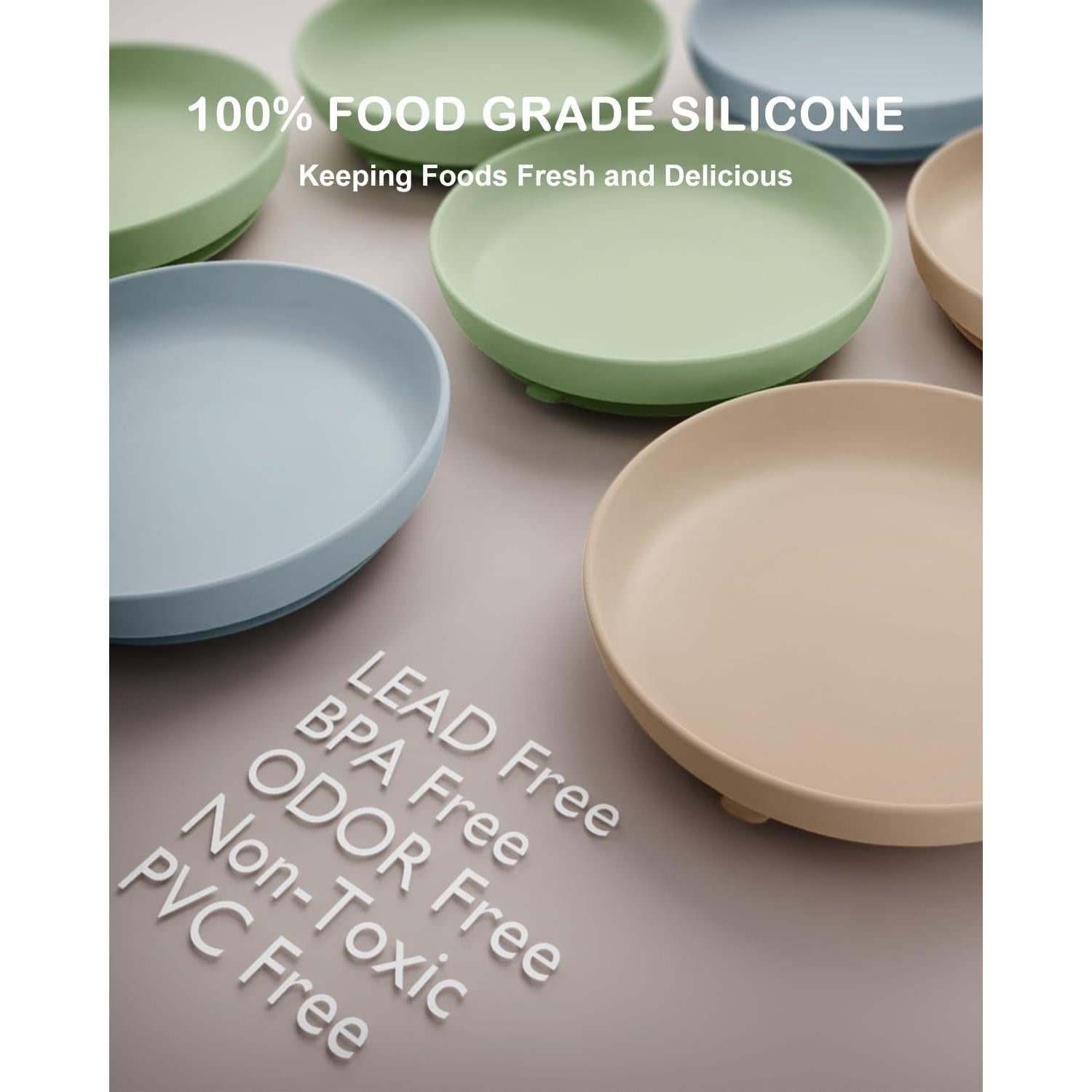 Platos de Silicona Onyucean con Succión para Niños - 3 Unidades