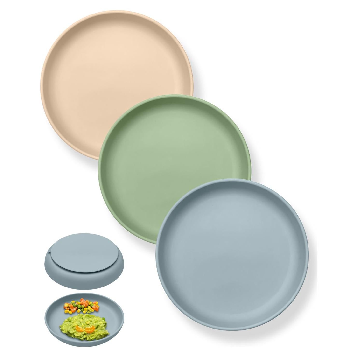 Platos de Silicona con Succión Qyeejong para Niños - 3 Unidades