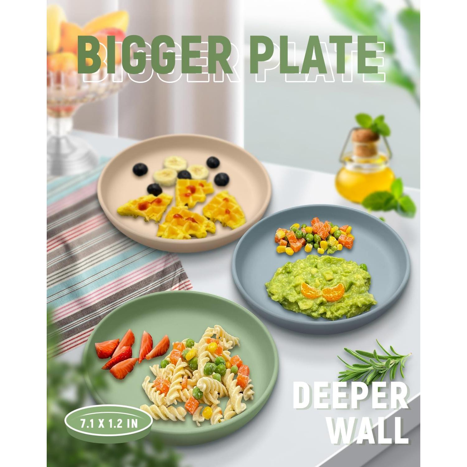 Platos de Silicona con Succión Qyeejong para Niños - 3 Unidades