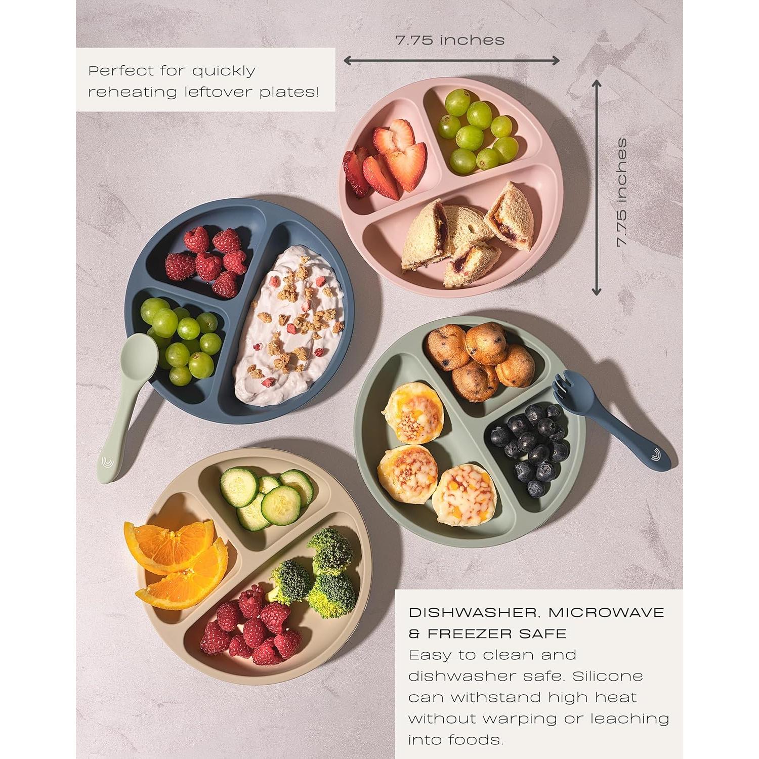 Platos Divididos de Silicona Hippypotamus - Set de 3 con Tapas