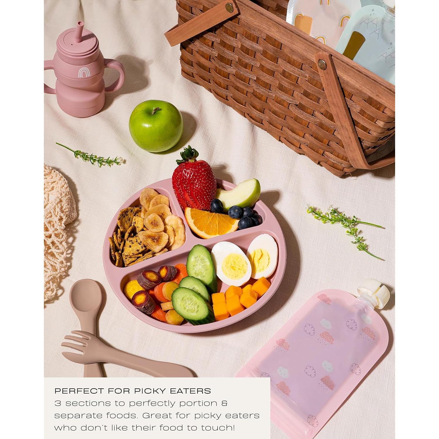 Platos Divididos de Silicona Hippypotamus - Set de 3 con Tapas