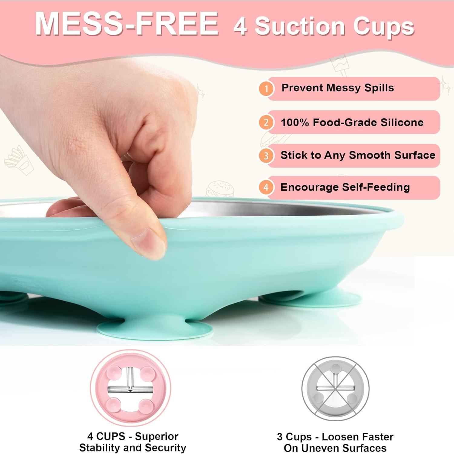 Platos Antideslizantes para Niños Amigos de Bella, 3 Pzs 23 cm