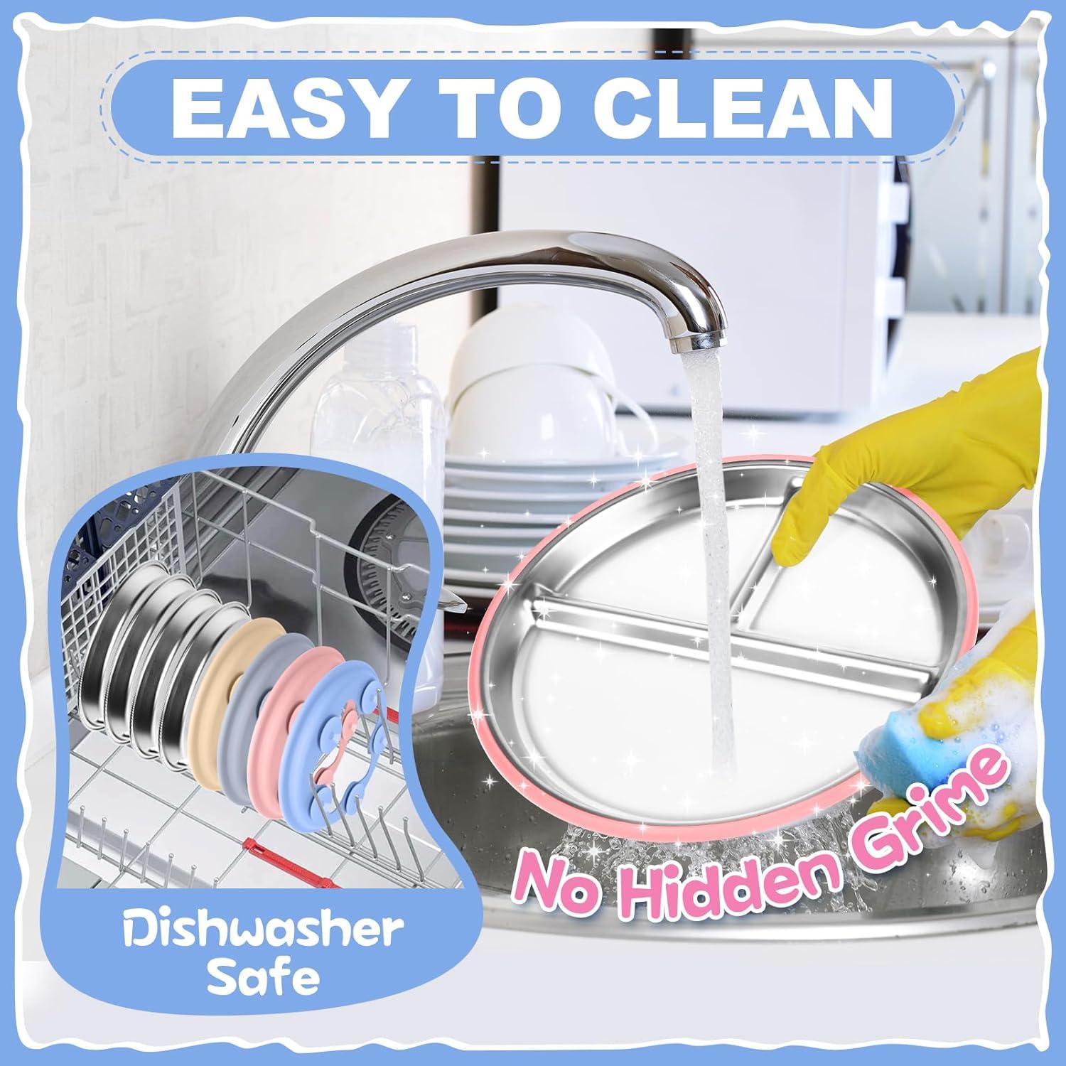 Platos Divididos de Acero Inoxidable OVV para Niños - 22.86 cm, 2 Unidades