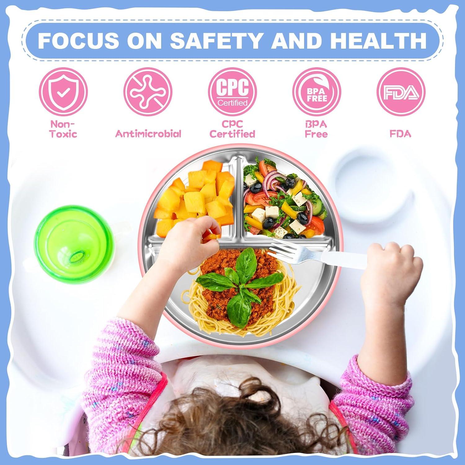 Platos Divididos de Acero Inoxidable OVV para Niños - 22.86 cm, 2 Unidades