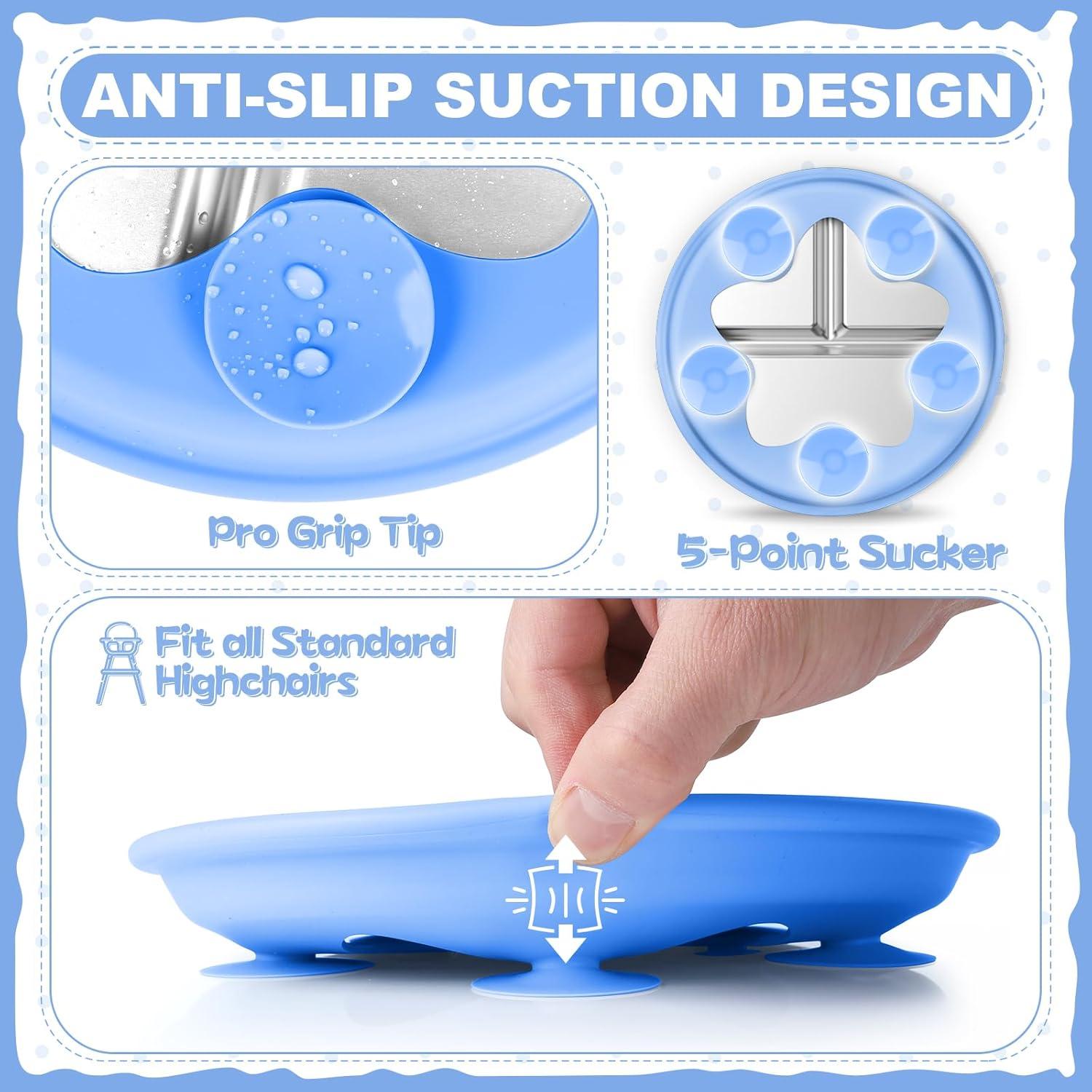 Platos Divididos de Acero Inoxidable OVV para Niños - 22.86 cm, 2 Unidades