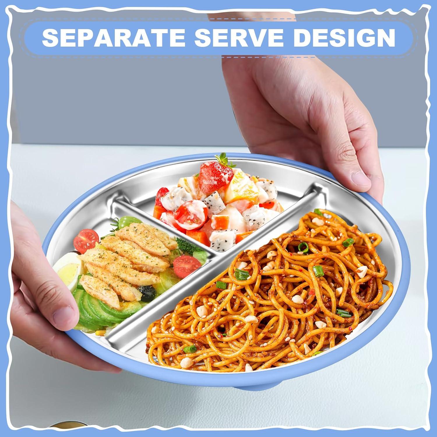 Platos Divididos de Acero Inoxidable OVV para Niños - 22.86 cm, 2 Unidades