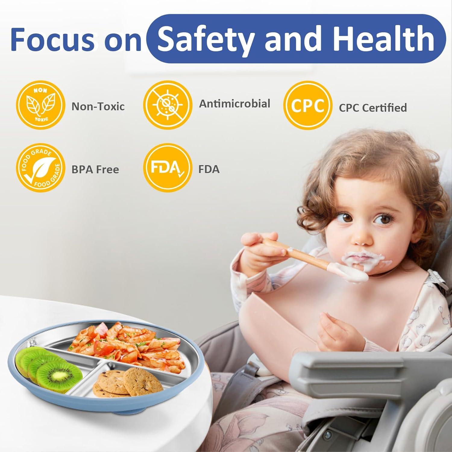 Plato Dividido de Acero Inoxidable Bakpoco 22.86 cm Antideslizante