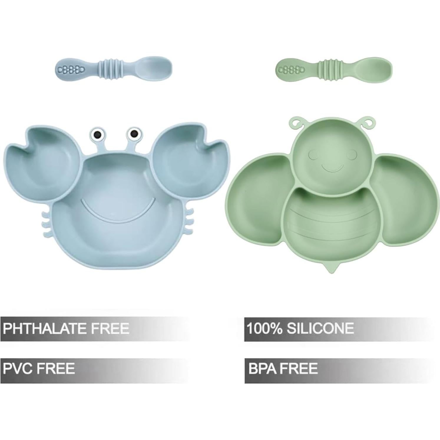 Platos de Silicona PandaEar para Bebés - 2 Piezas, Antideslizante