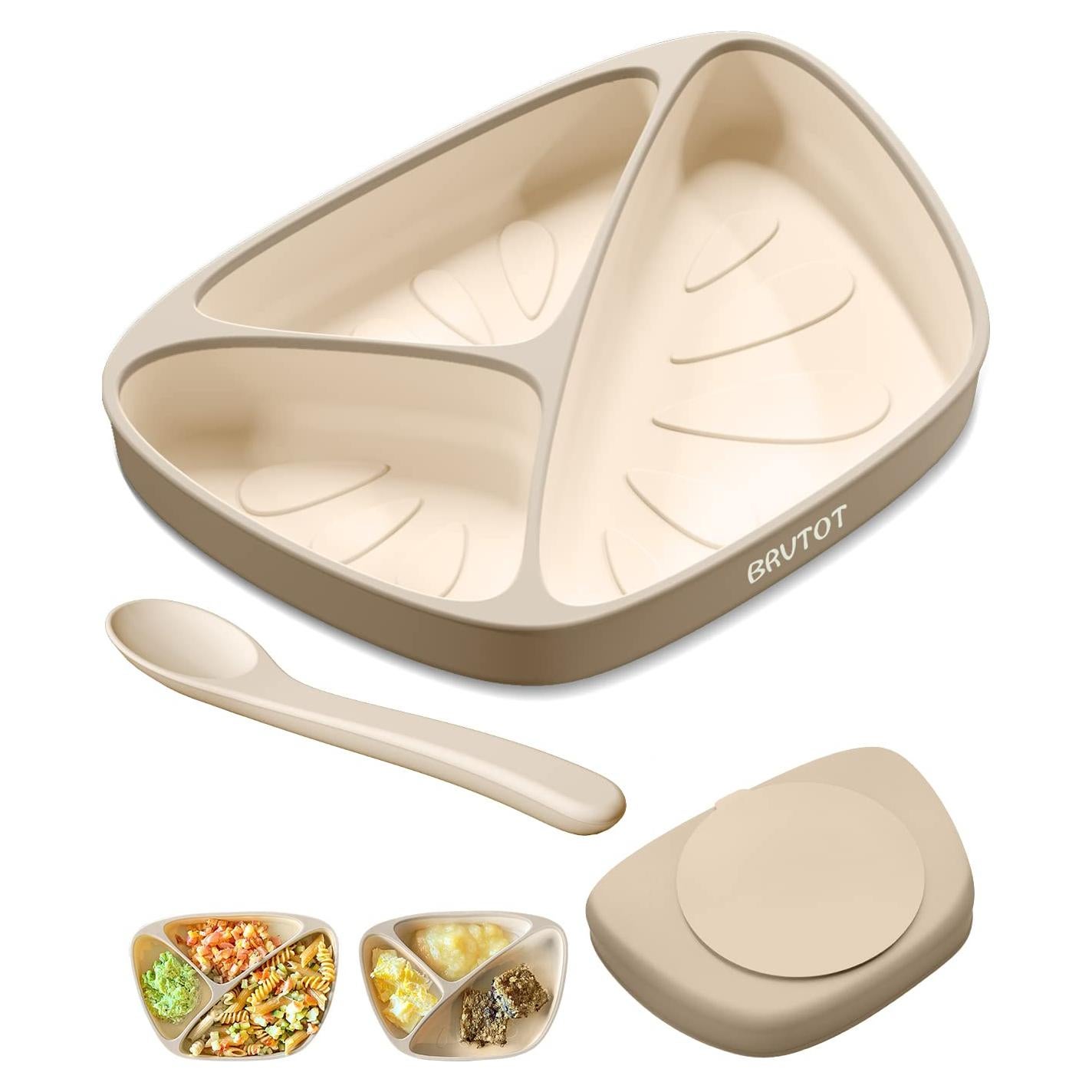 Plato Dividido Antideslizante Qyeejong para Bebés - Silicona BPA Free