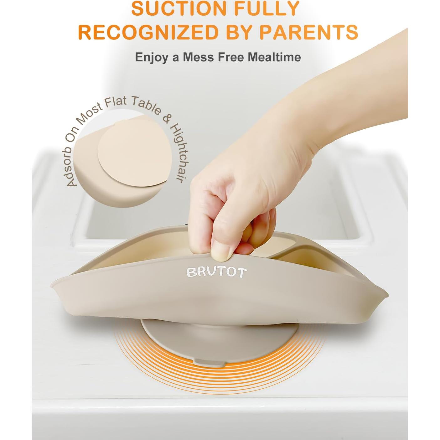 Plato Dividido Antideslizante Qyeejong para Bebés - Silicona BPA Free