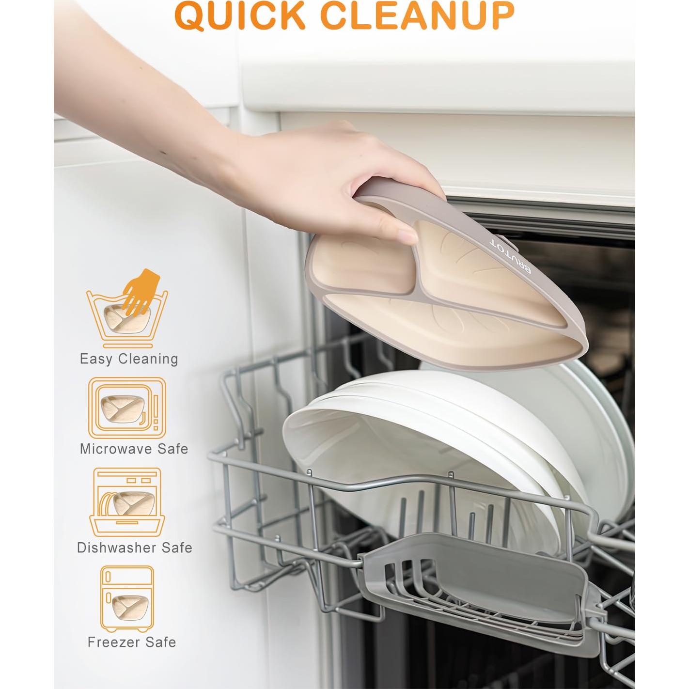 Plato Dividido Antideslizante Qyeejong para Bebés - Silicona BPA Free