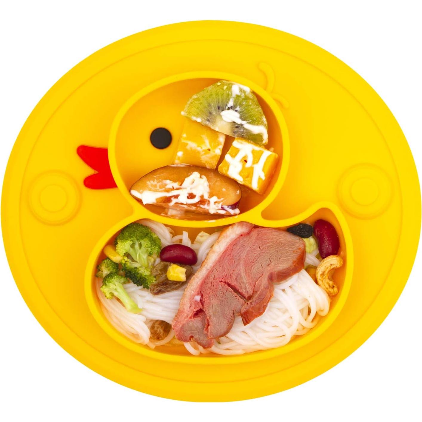 Plato Dividido de Silicona Linowos Pato Amarillo Antideslizante