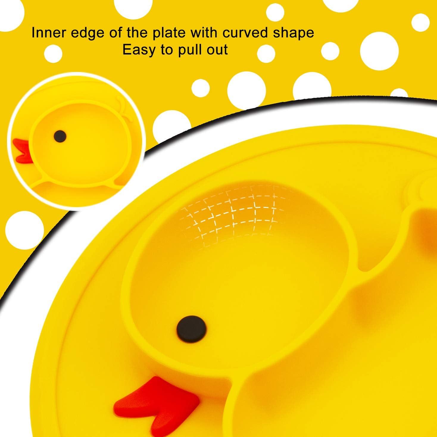 Plato Dividido de Silicona Linowos Pato Amarillo Antideslizante