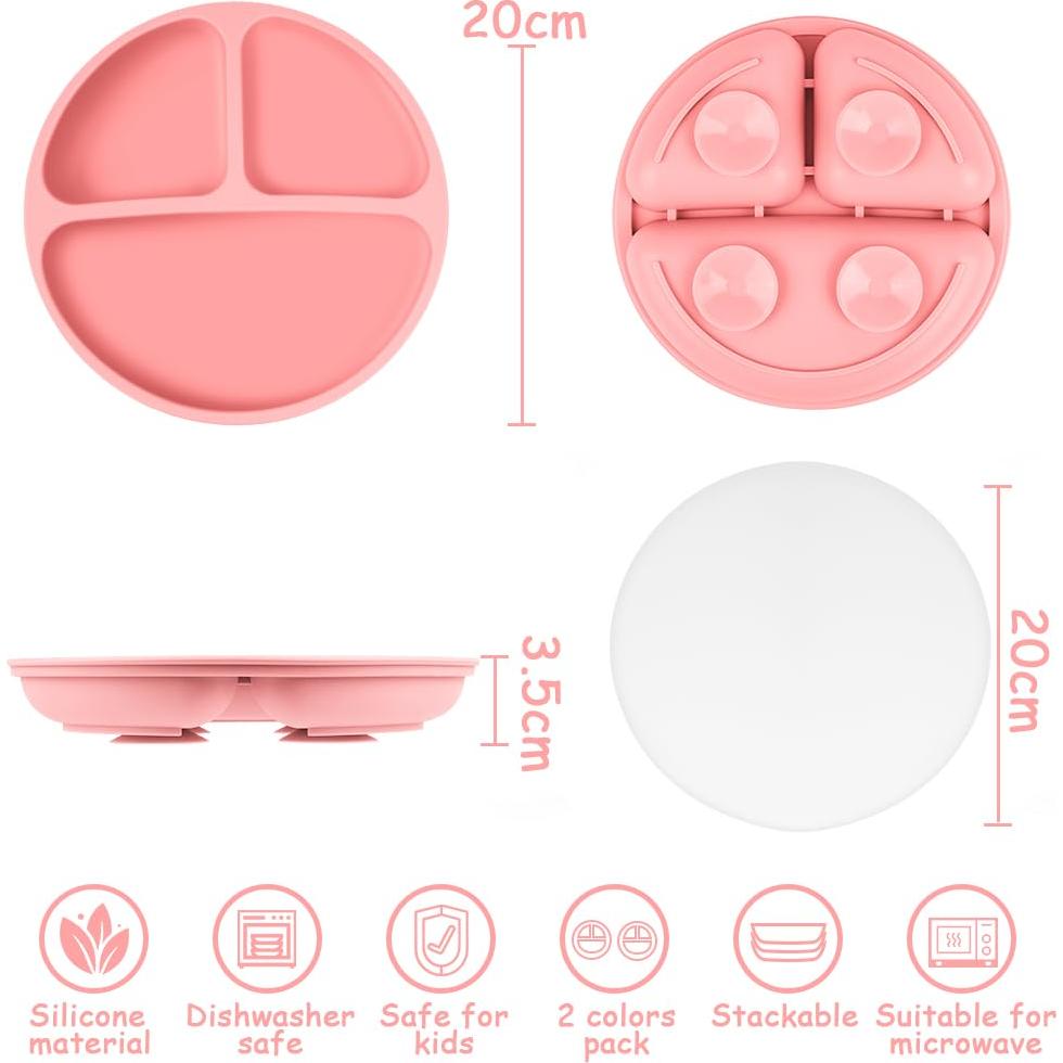 Platos de Silicona para Niños Vicloon - 2 Pcs con Tapa