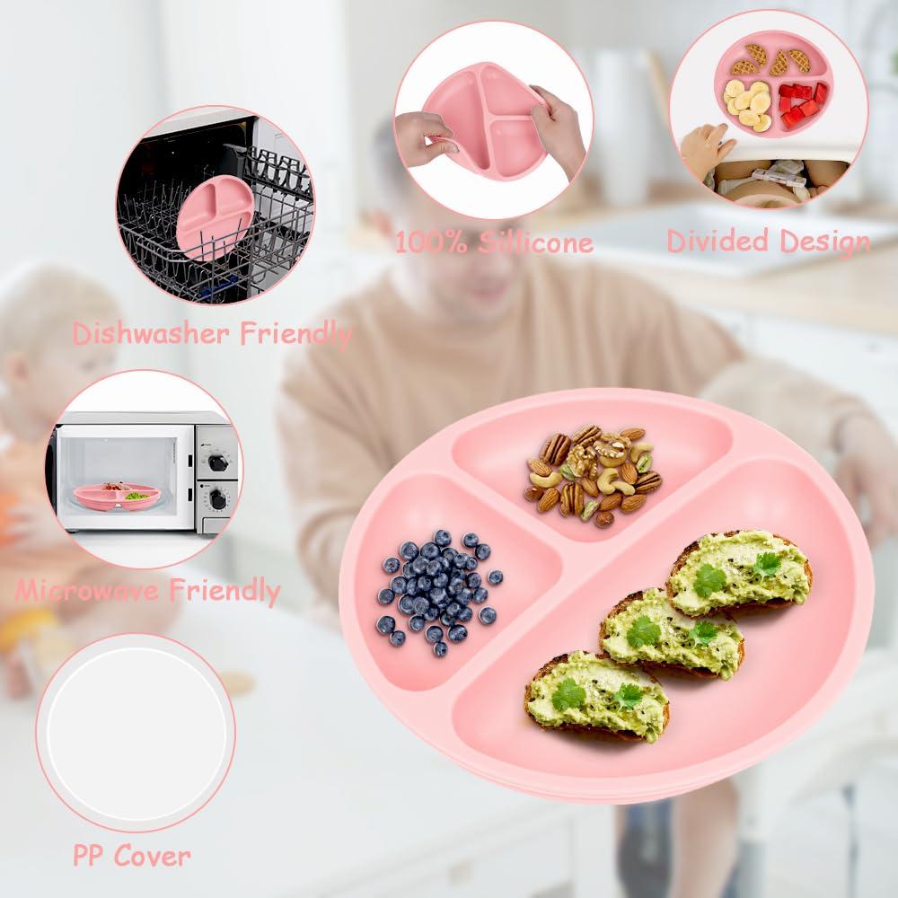 Platos de Silicona para Niños Vicloon - 2 Pcs con Tapa