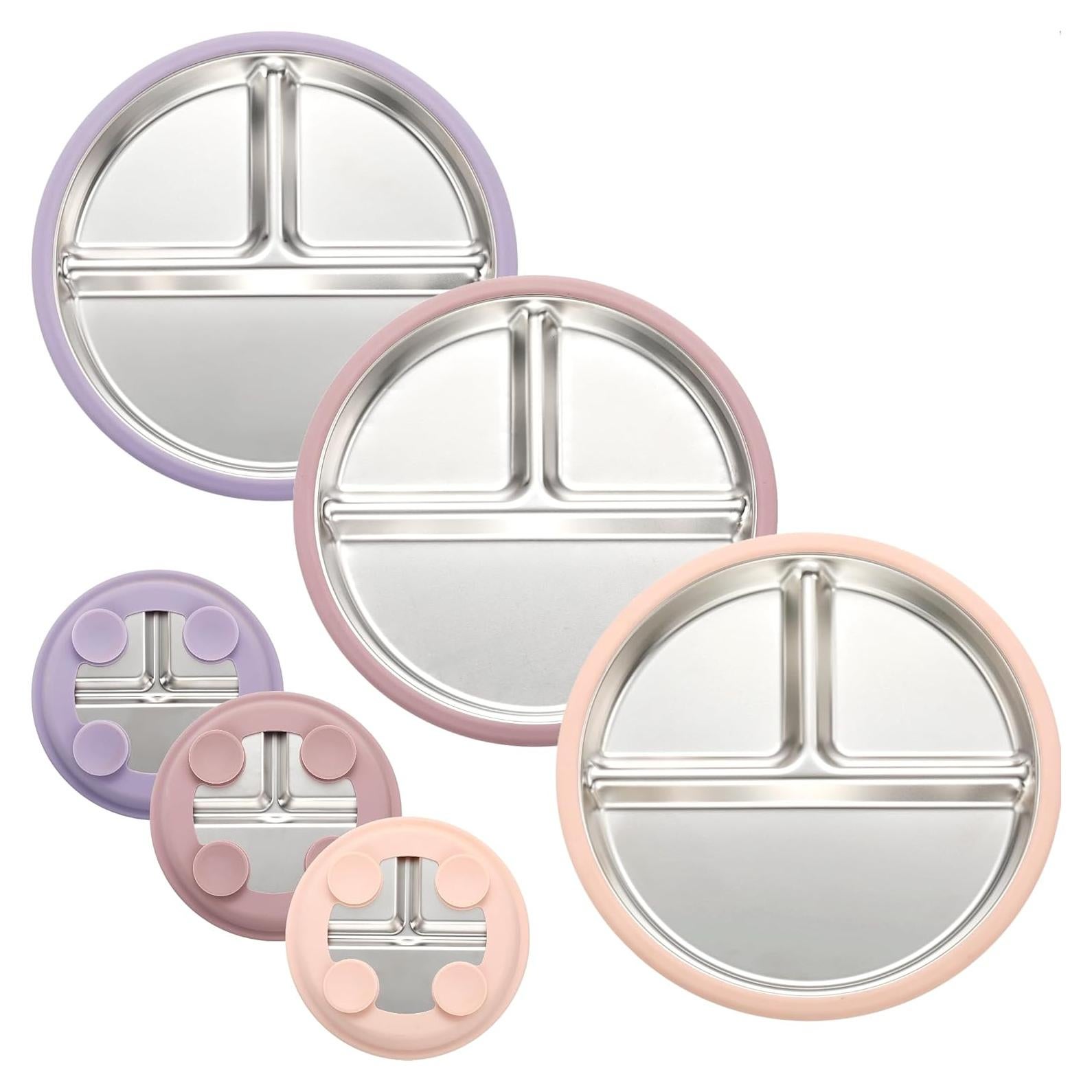 Platos Divididos para Niños SPMKTQK 20.6 cm Acero Inoxidable 3 Piezas