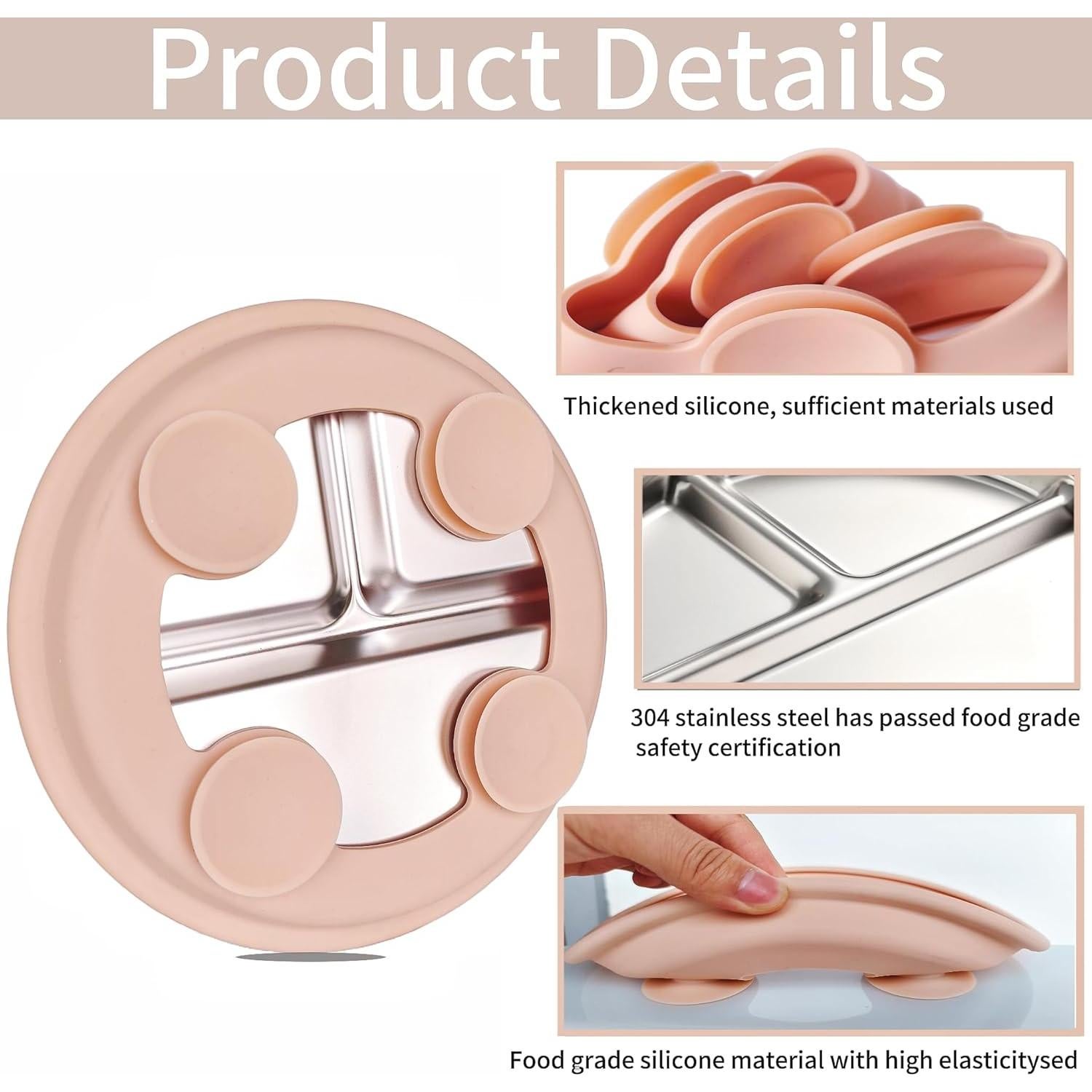 Platos Divididos para Niños SPMKTQK 20.6 cm Acero Inoxidable 3 Piezas