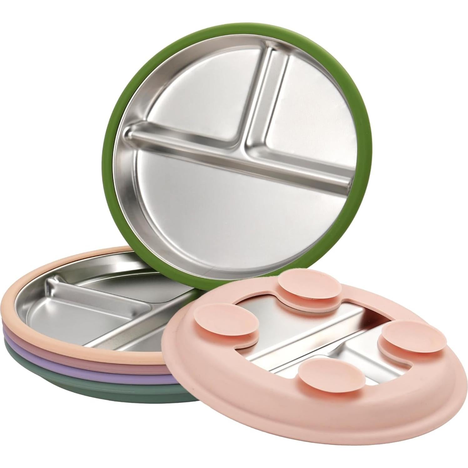 Platos Divididos para Niños SPMKTQK 20.6 cm Acero Inoxidable 3 Piezas