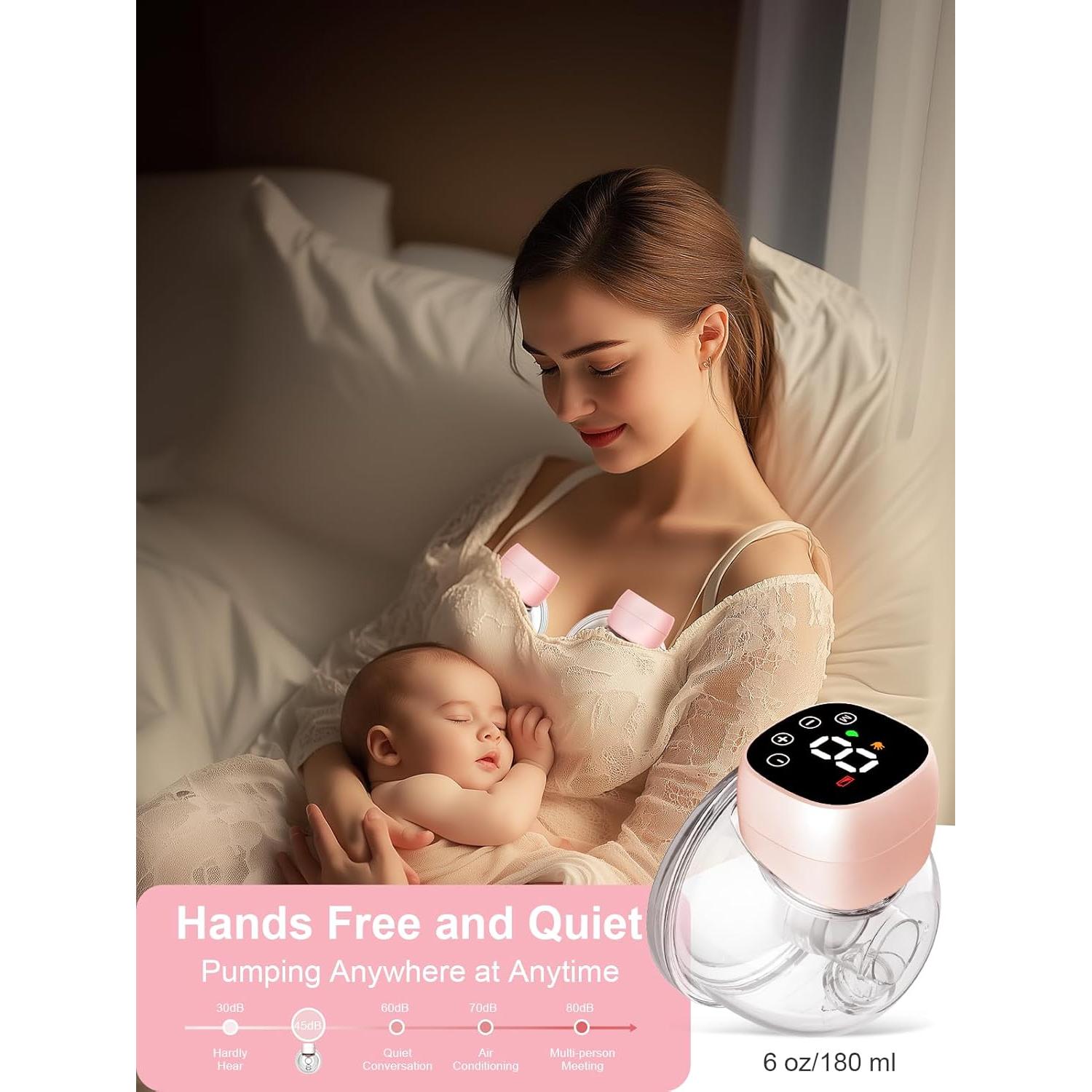 Extractor de Leche Eléctrico Doble eDomestyle Rosa 3 Modos 9 Niveles