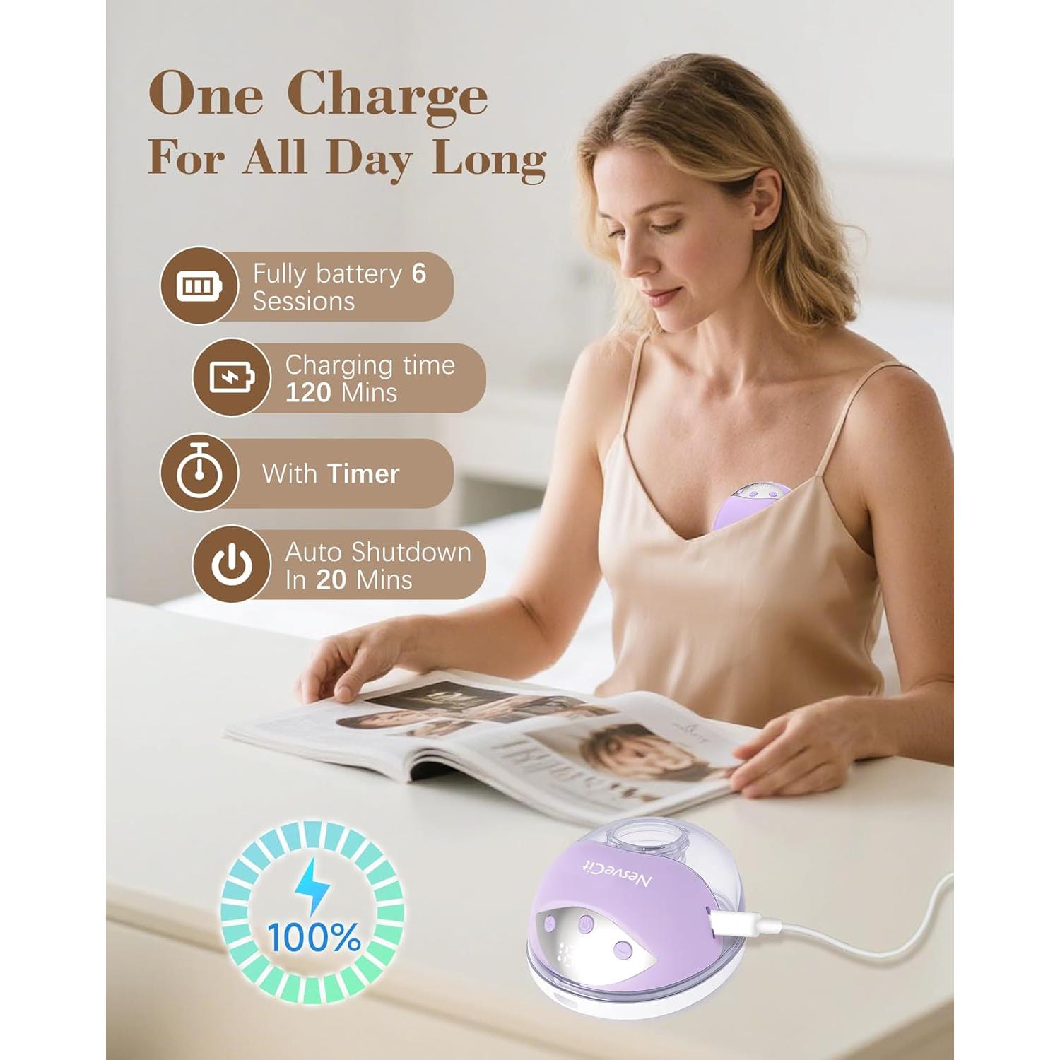 Extractor de Leche Eléctrico NesveCit Manos Libres 210ml