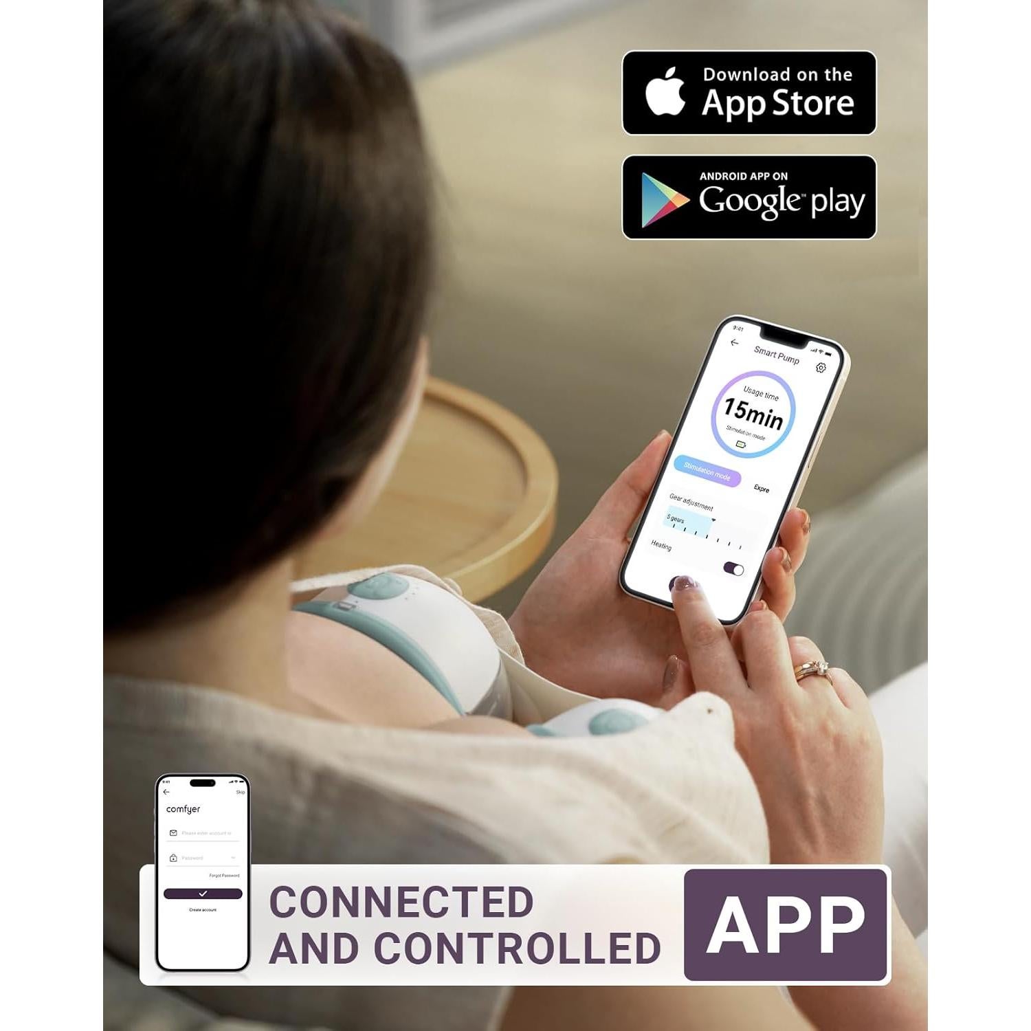 Extractor de Leche Calentado Comfyer W2 - Paquete de 2, Succión Hospitalaria