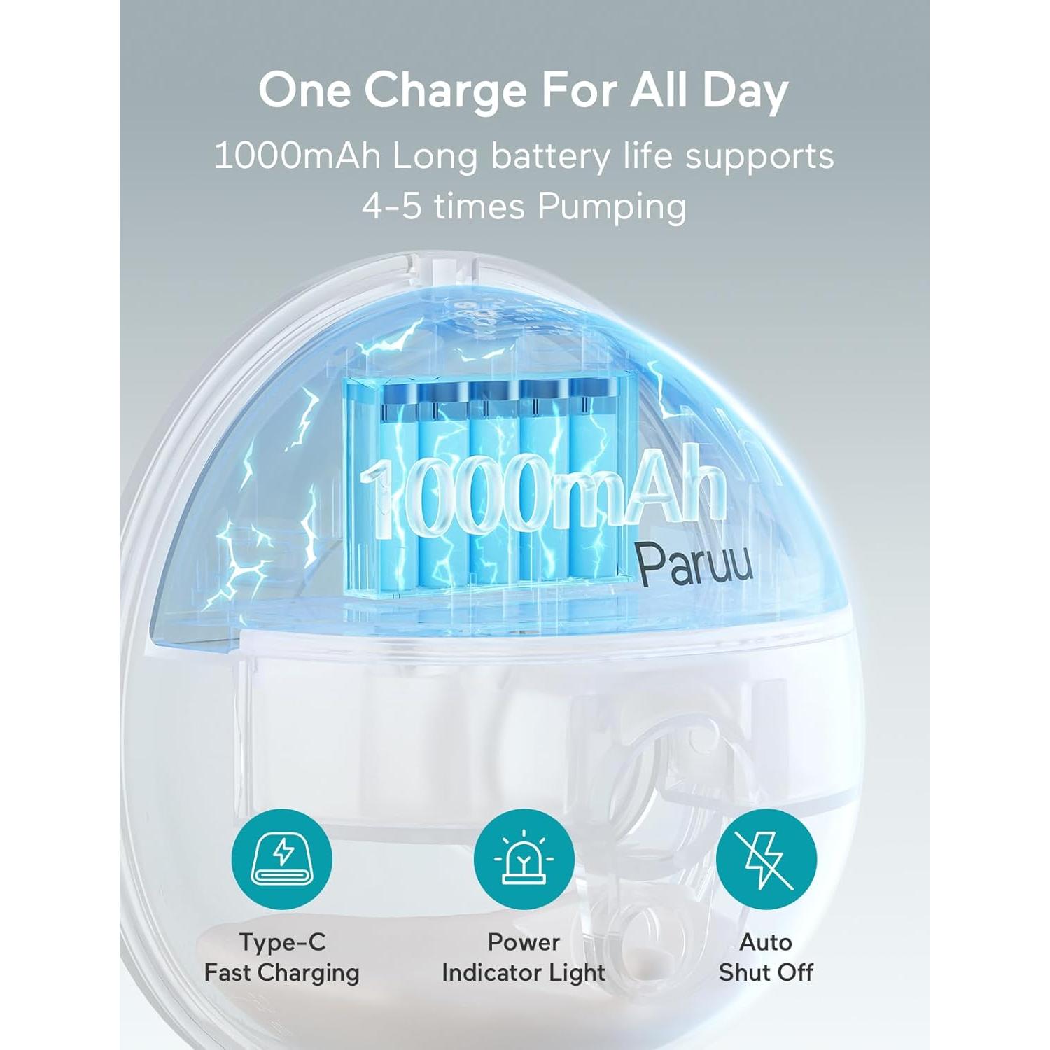 Extractor de Leche Eléctrico Paruu P16 Portátil 4 Modos 12 Niveles