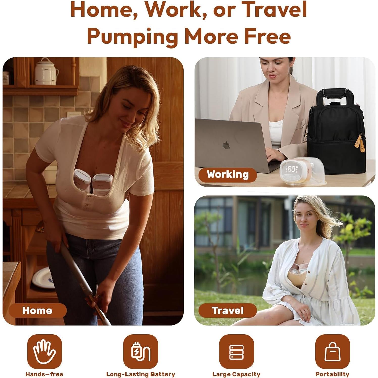 Bomba de Pecho Eléctrica Portátil Lucina Baby Rosa 150ml 3 Modos