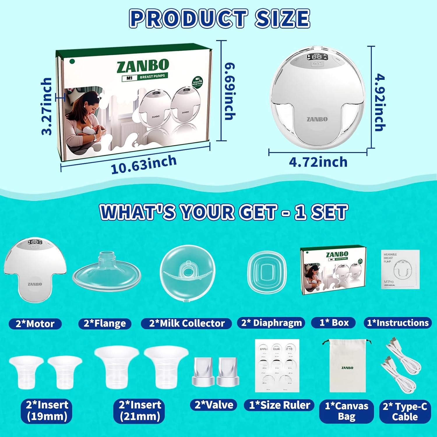 Extractor de Leche Eléctrico ZANBO M1 150ml 12 Niveles Silencioso