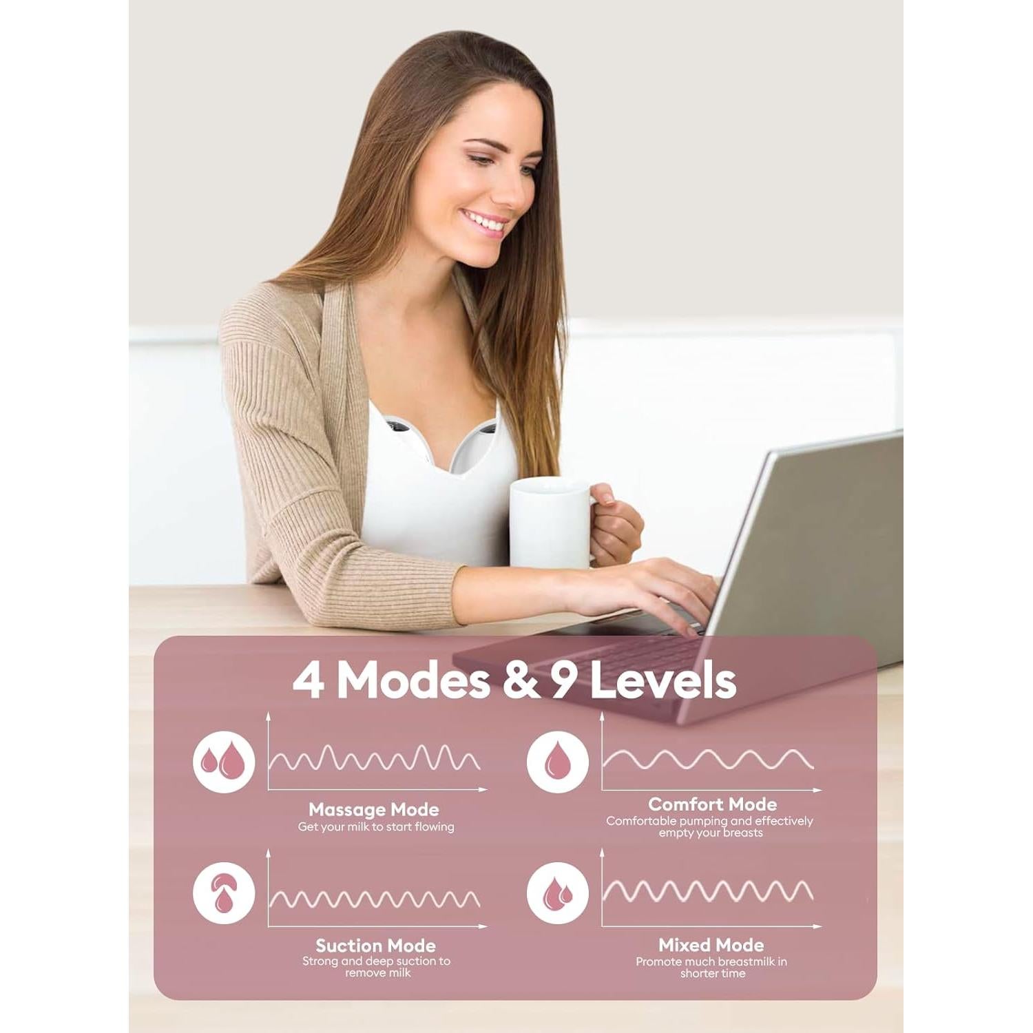 Bomba de Pecho Eléctrica Lulia Manos Libres 4 Modos 9 Niveles