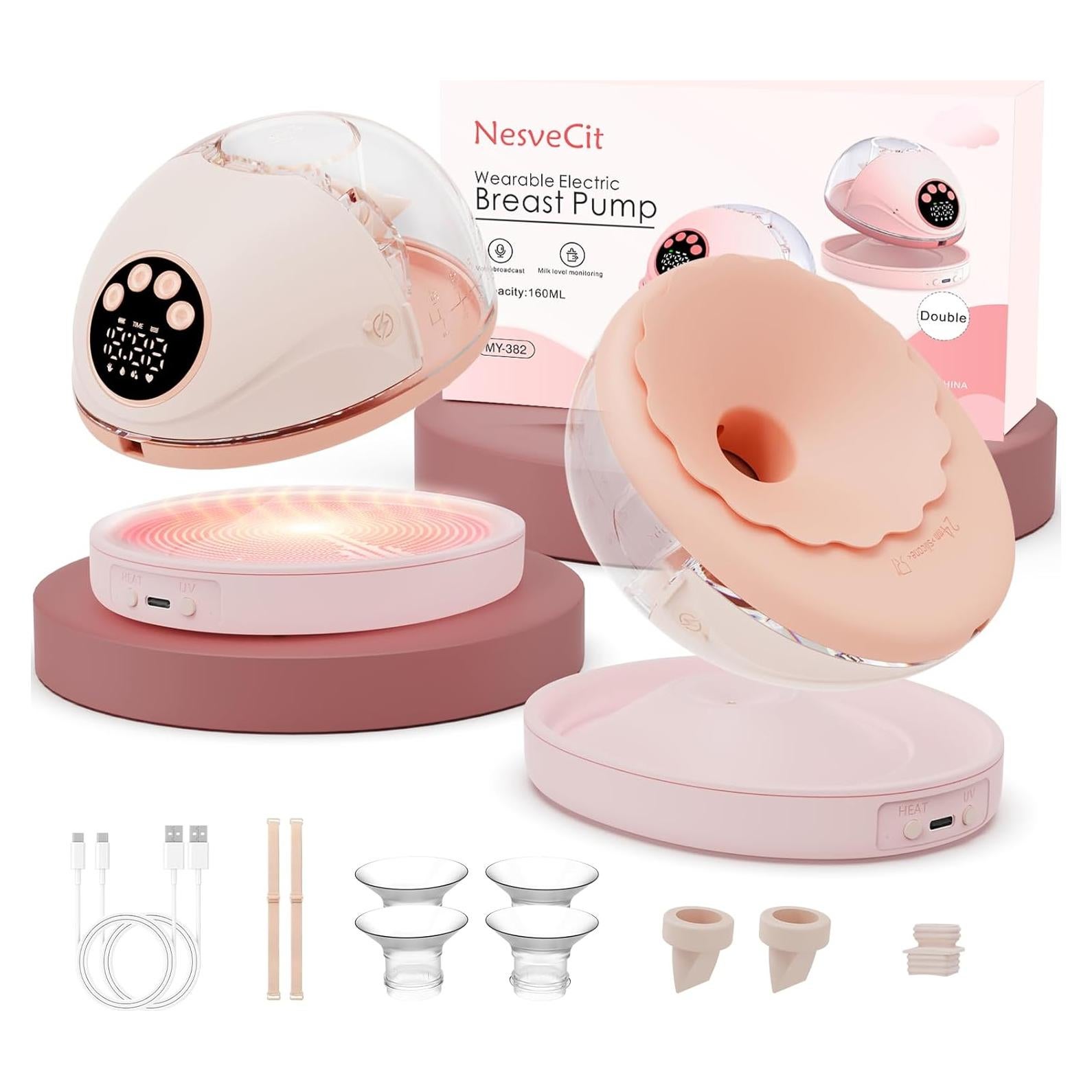 Extractor de Leche Eléctrico Nesvecit Portátil con Calentador