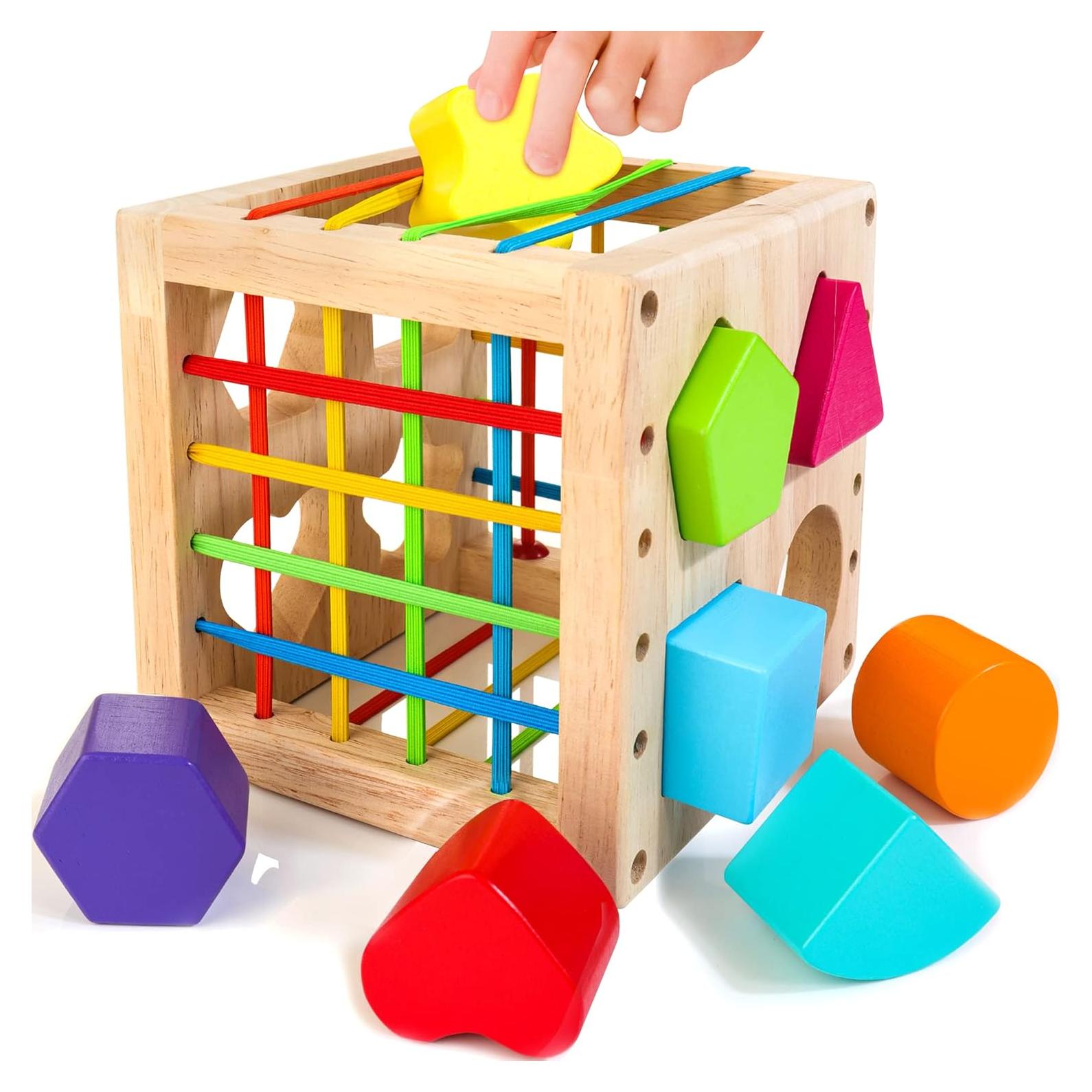 Cubo Clasificador de Madera HELLOWOOD 8 Formas Sonoras 0.73 kg