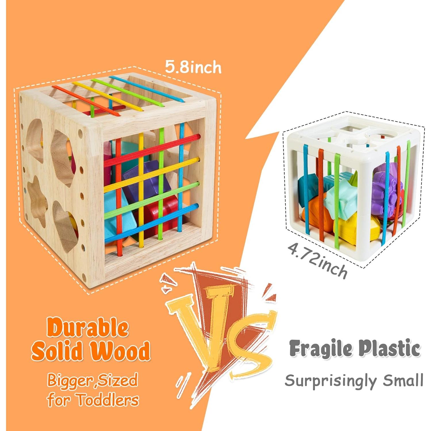 Cubo Clasificador de Madera HELLOWOOD 8 Formas Sonoras 0.73 kg