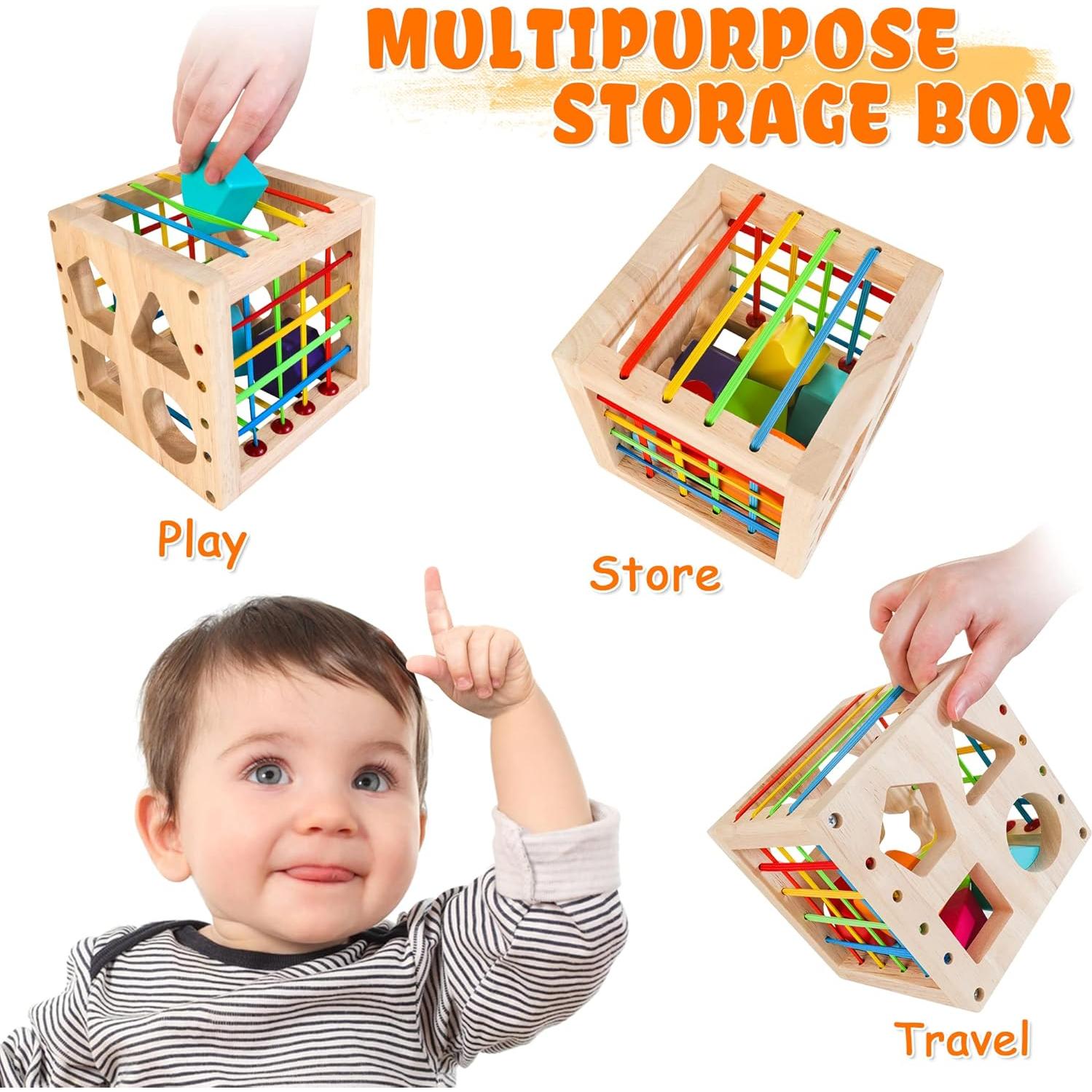 Cubo Clasificador de Madera HELLOWOOD 8 Formas Sonoras 0.73 kg