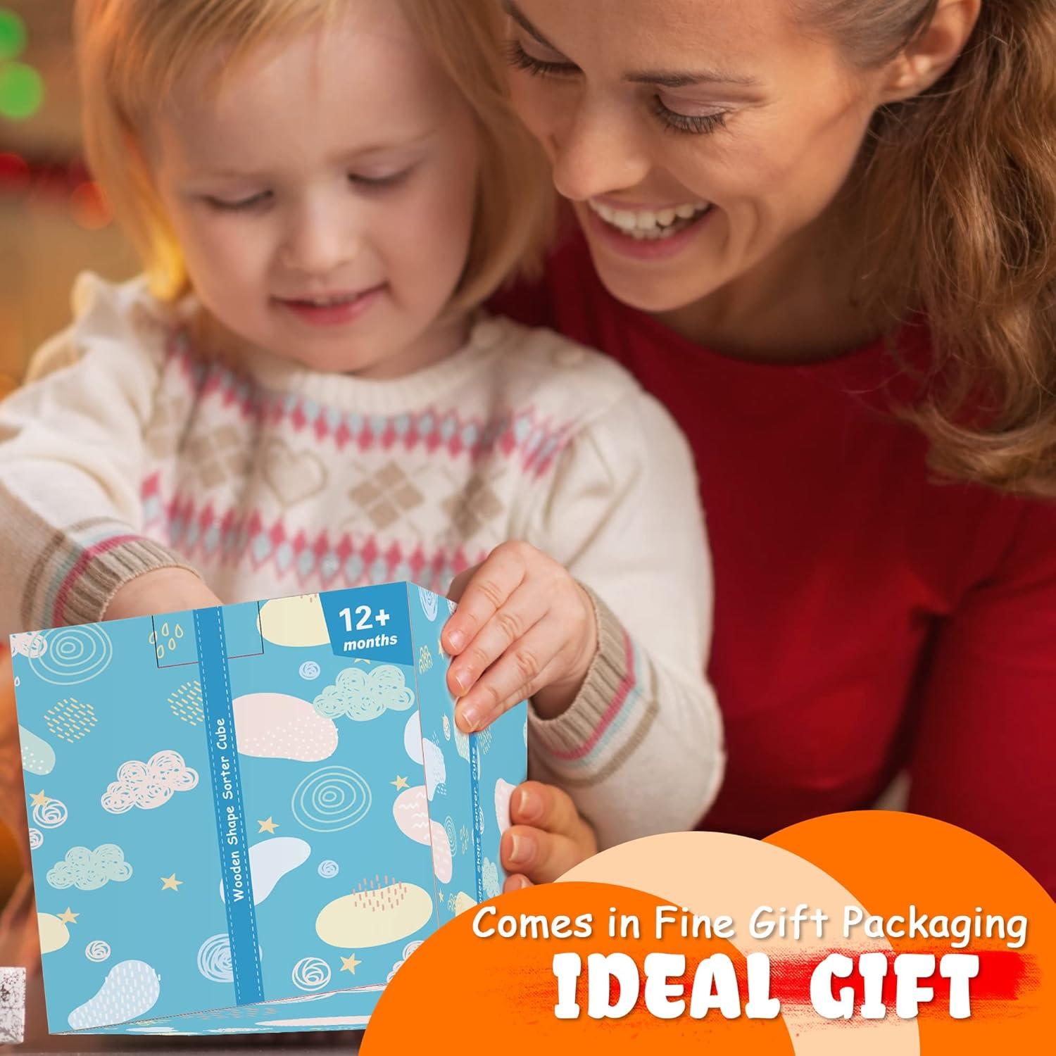 Cubo Clasificador de Madera HELLOWOOD 8 Formas Sonoras 0.73 kg