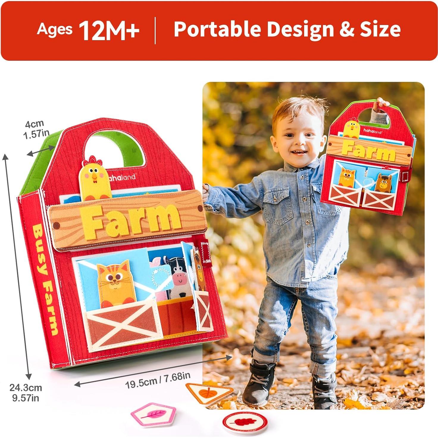 Libro Ocupado Hahaland para Niños 1-3 Años - Actividades de Granja