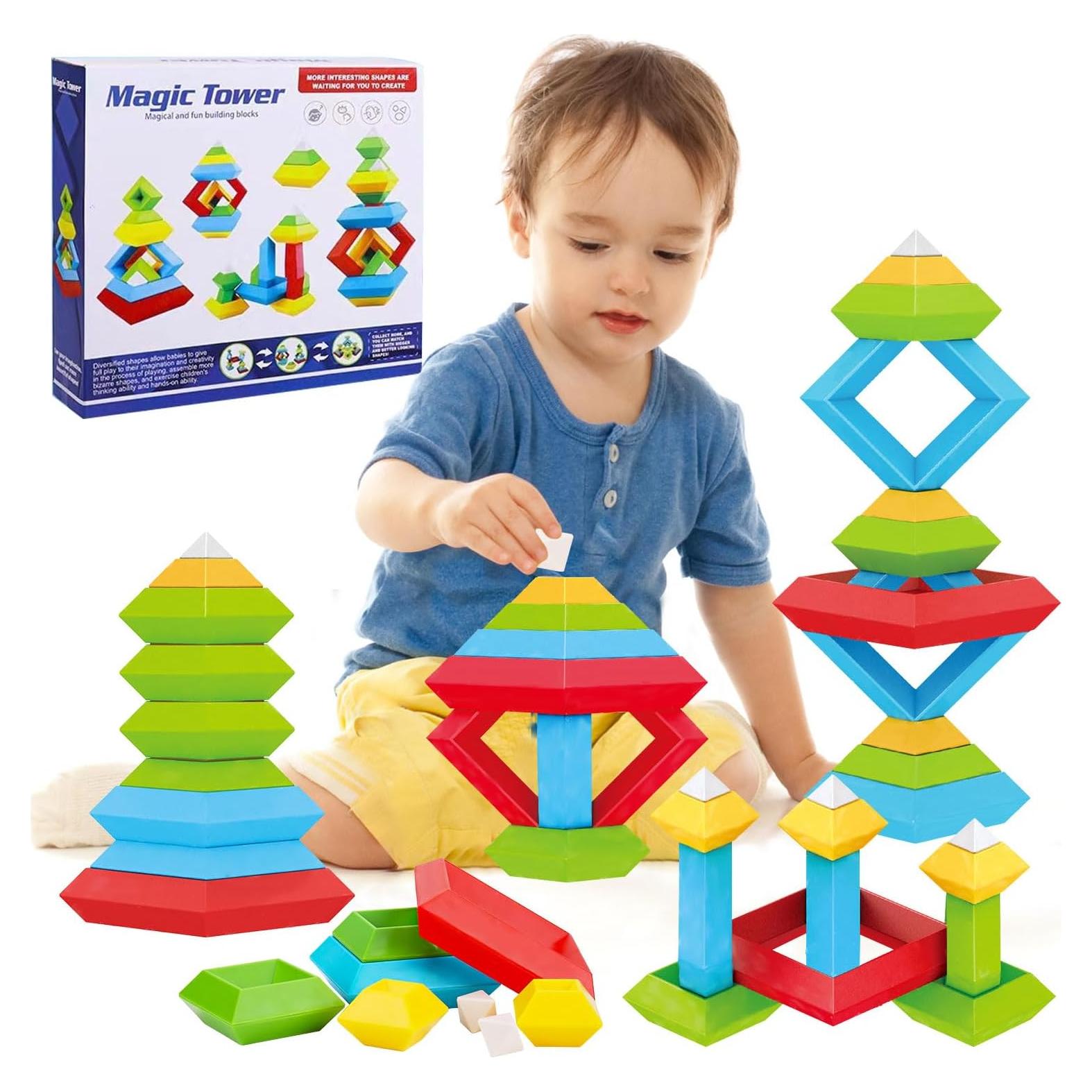 Juguetes Montessori Tsomtto 30 Piezas Bloques Apilables STEM