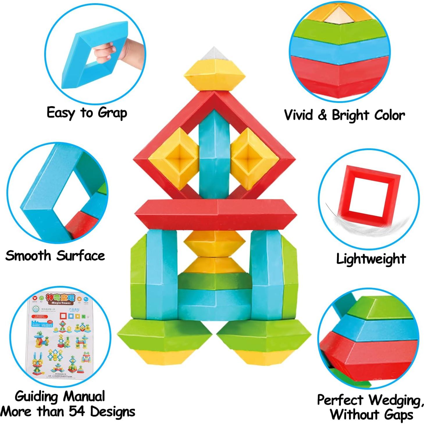 Juguetes Montessori Tsomtto 30 Piezas Bloques Apilables STEM
