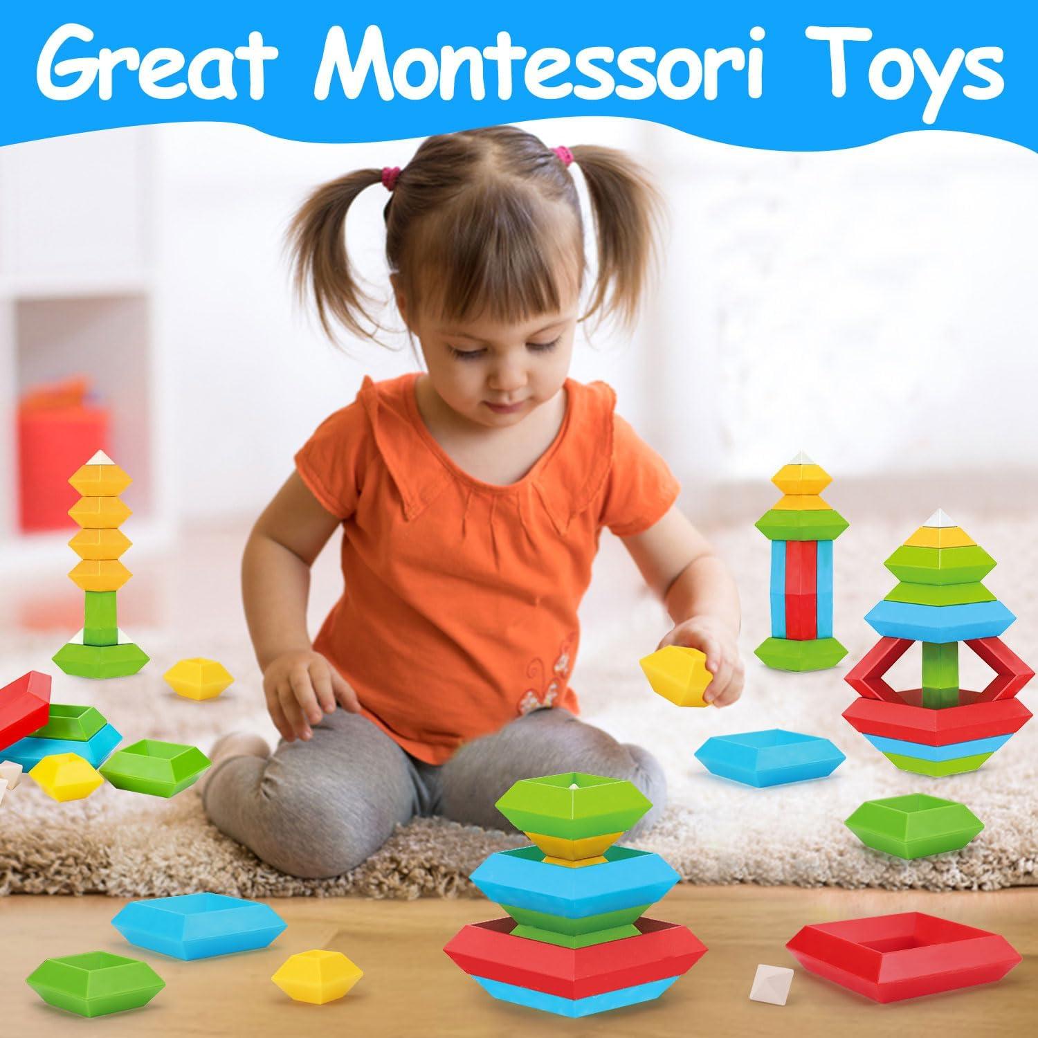Juguetes Montessori Tsomtto 30 Piezas Bloques Apilables STEM