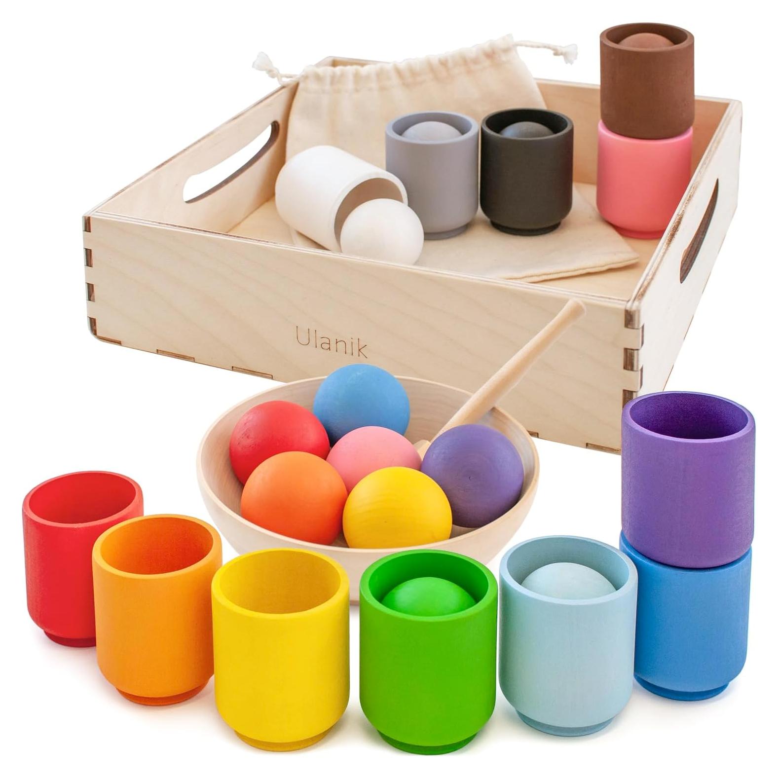 Juguete Montessori Ulanik Bolas en Tazas 12 Meses + Clasificación