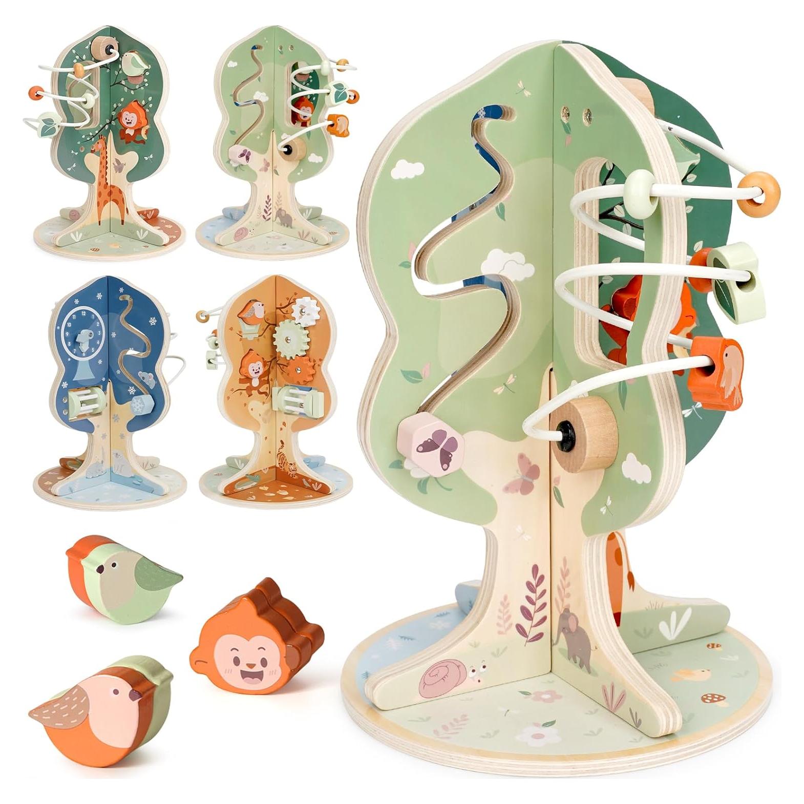 Cubo de Actividades de Madera Joyreal 8 en 1 para Niños 1+ Años