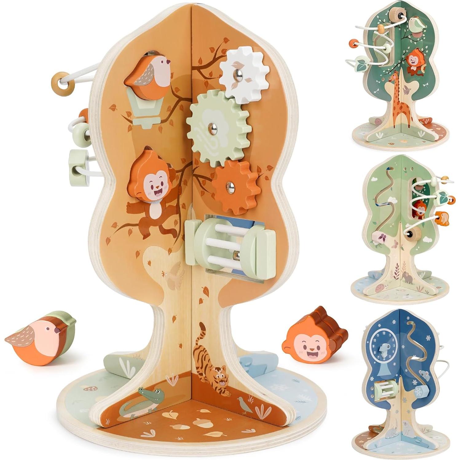 Cubo de Actividades de Madera Joyreal 8 en 1 para Niños 1+ Años