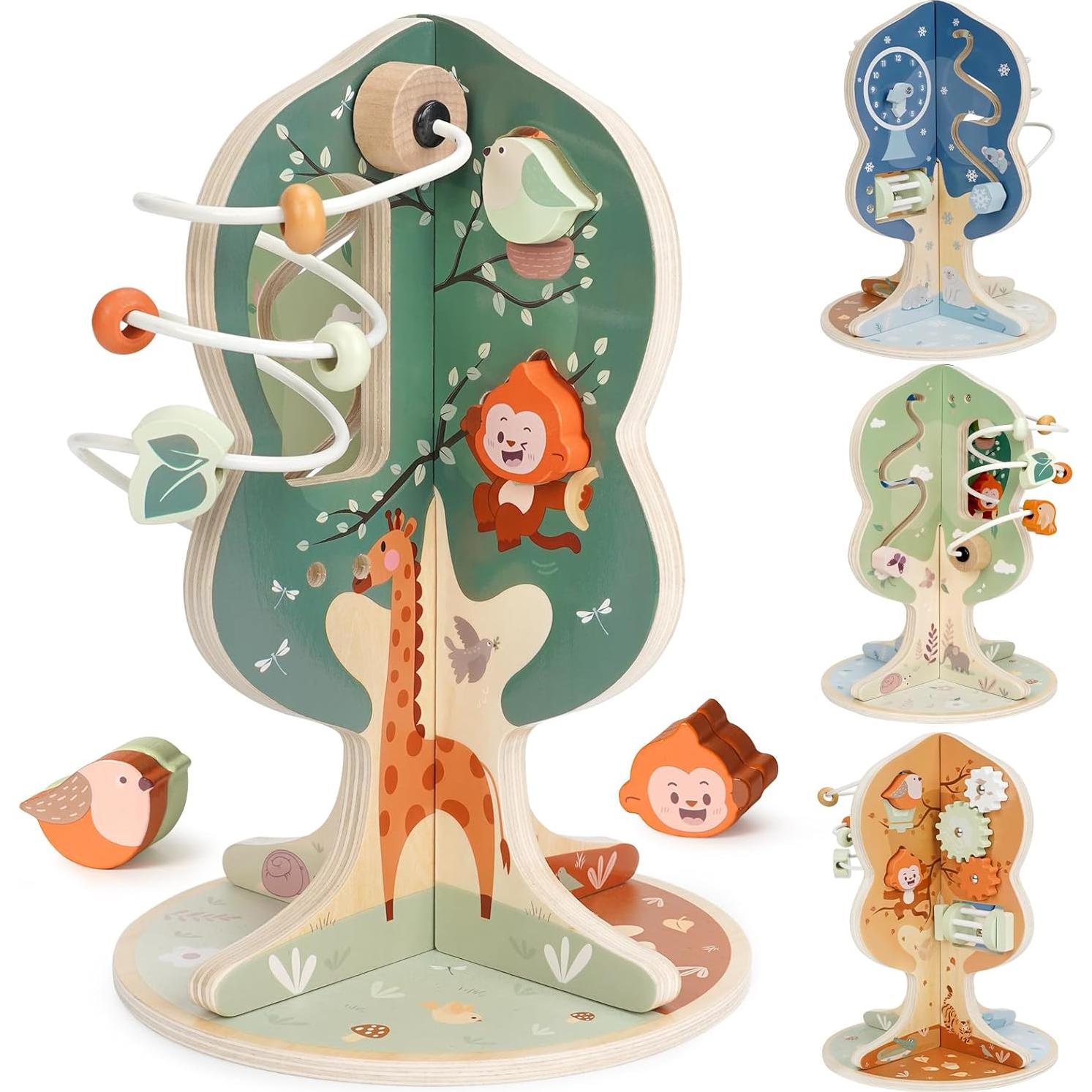 Cubo de Actividades de Madera Joyreal 8 en 1 para Niños 1+ Años