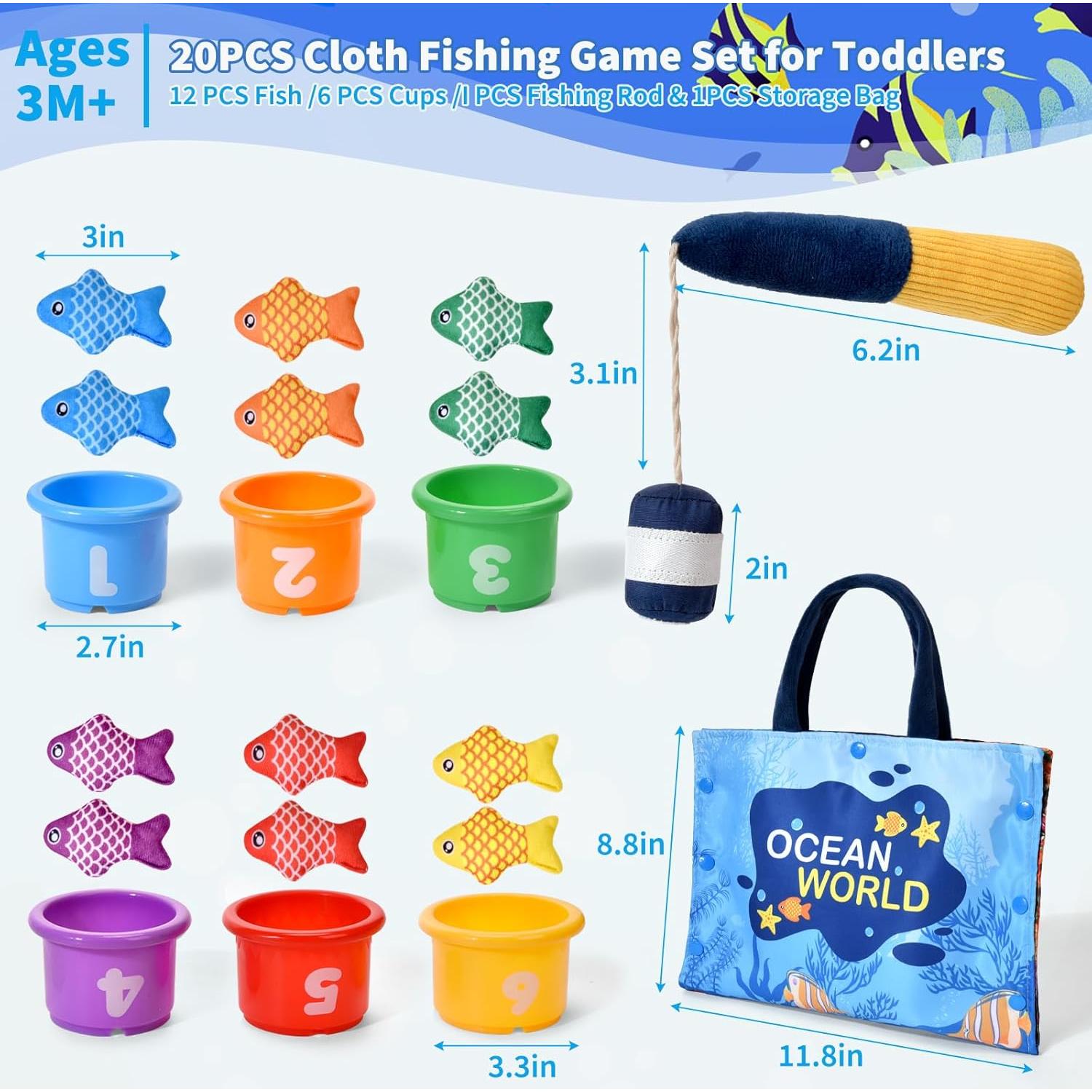 Set de Juguetes Montessori de Pesca Alsatic Toys 20 Piezas
