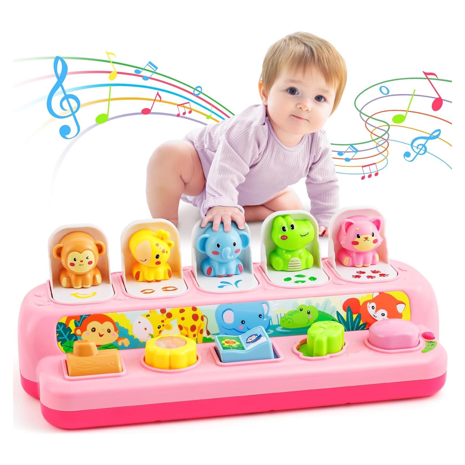 Duchong Toys for 1 Year Old Girls, Interactive Pop Up Toy with Music & Light, Montessori Learning Toys for Infant Baby Toddler 9-12-18 Months, First 1st Birthday Gifts for Girls Boys